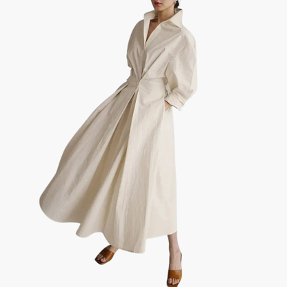 Women's plain woven maxi dress | Elegant ankle-length button-up summer dress 2