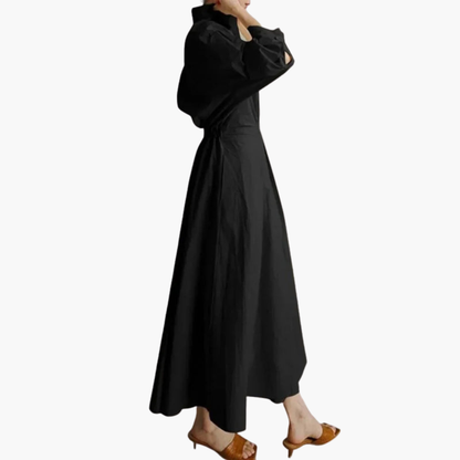 Women's plain woven maxi dress | Elegant ankle-length button-up summer dress 4