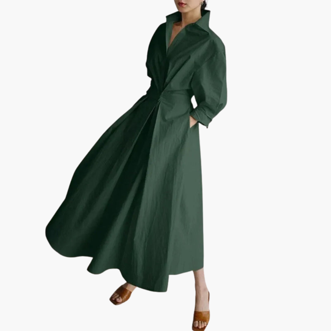 Women's plain woven maxi dress | Elegant ankle-length button-up summer dress 5