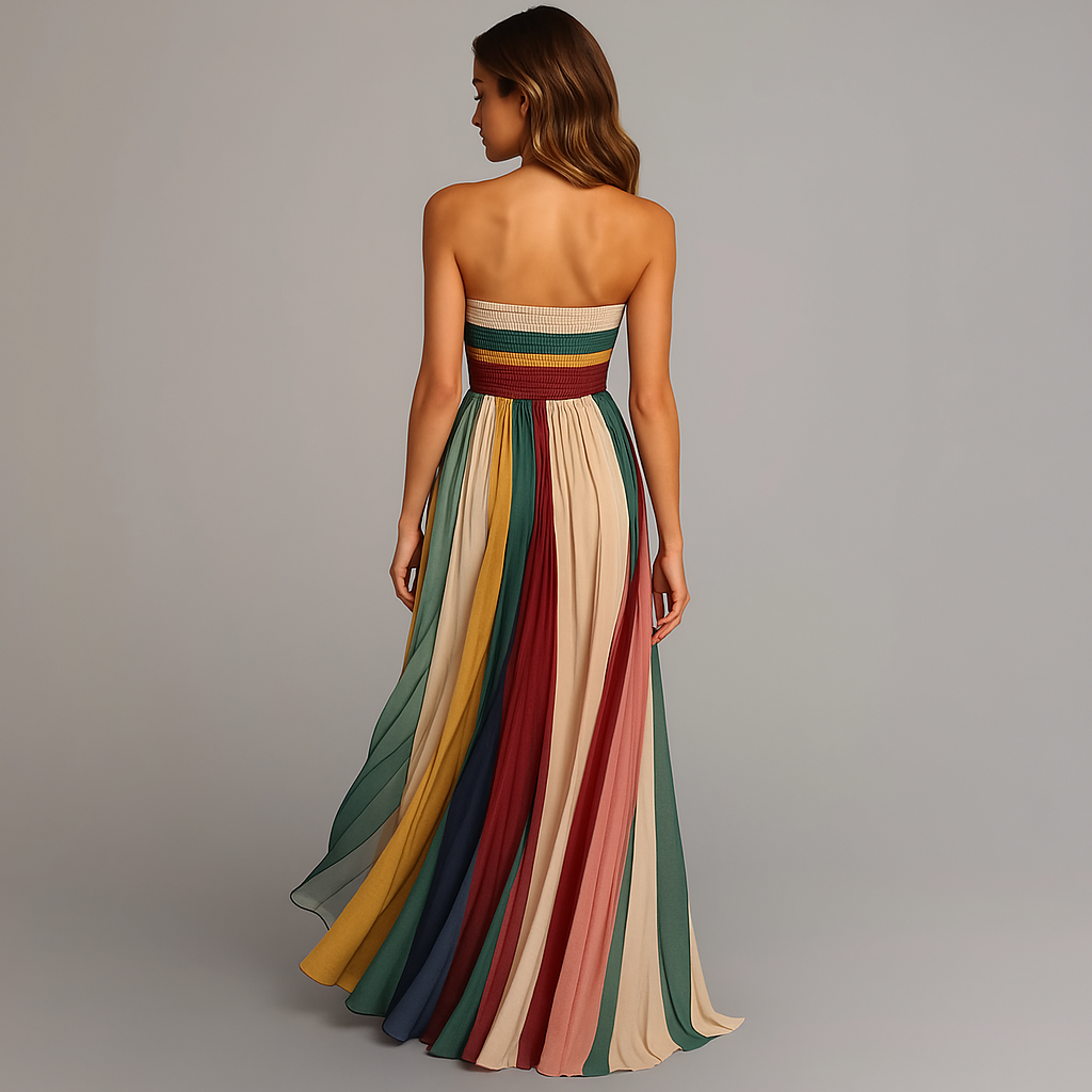 Women's pleated maxi dress | Elegant holiday gown in rich jewel tones 3