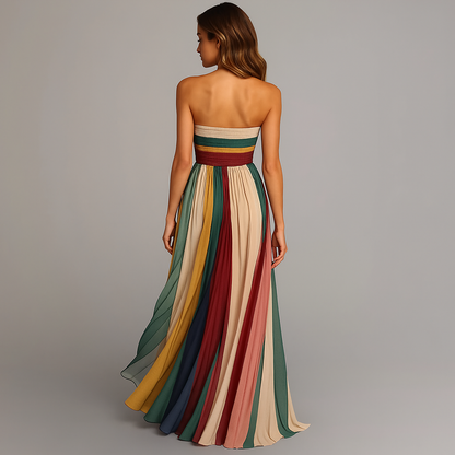 Women's pleated maxi dress | Elegant holiday gown in rich jewel tones 3