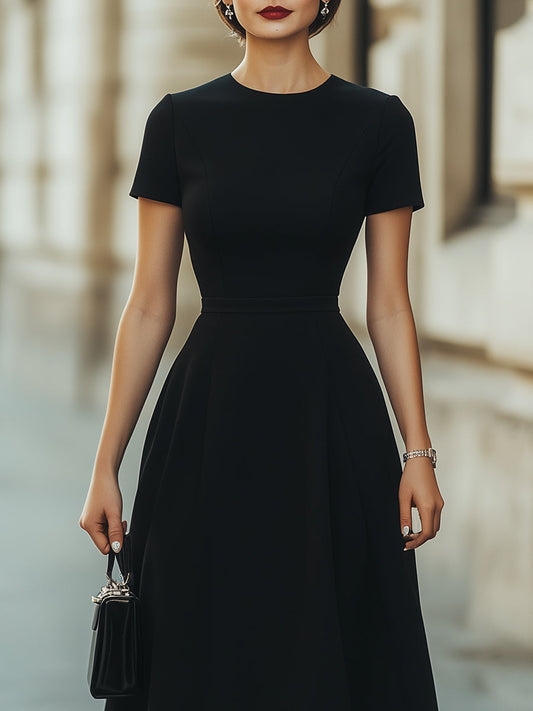 Women's premium cotton blend A-line midi dress | Elegant formal evening wear 1