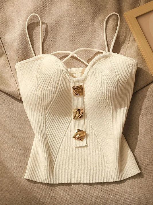 Women's ribbed cotton camisole | Elegant structured corset top 0