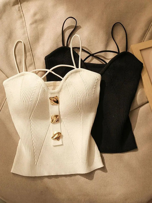 Women's ribbed cotton camisole | Elegant structured corset top 1