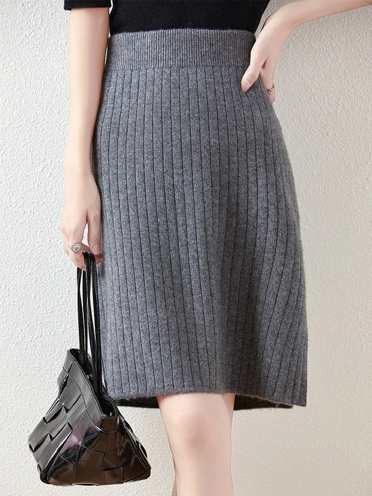 Women's soft merino wool midi skirt | Elegant versatile everyday wear 1