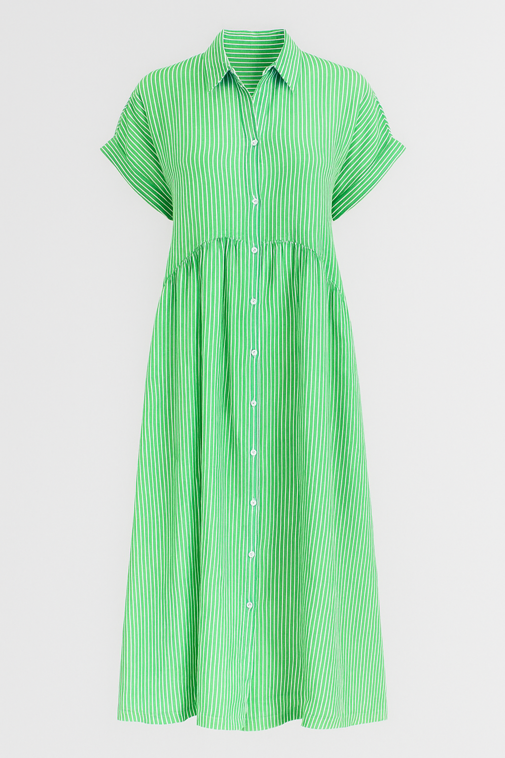 Women's striped midi dress | Elegant shirt dress with pockets for versatile occasions 4