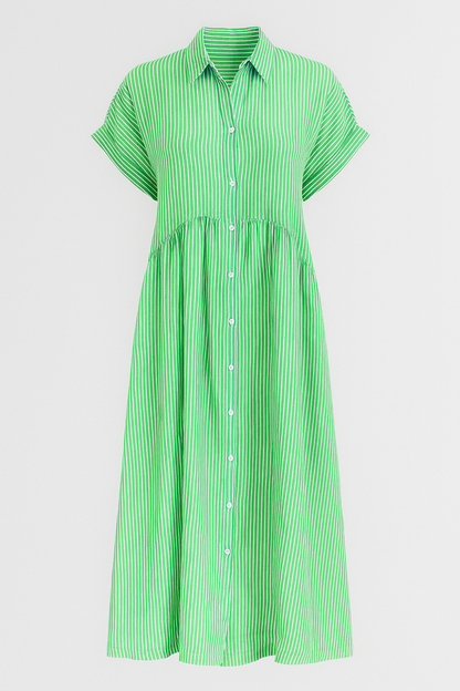 Women's striped midi dress | Elegant shirt dress with pockets for versatile occasions 4