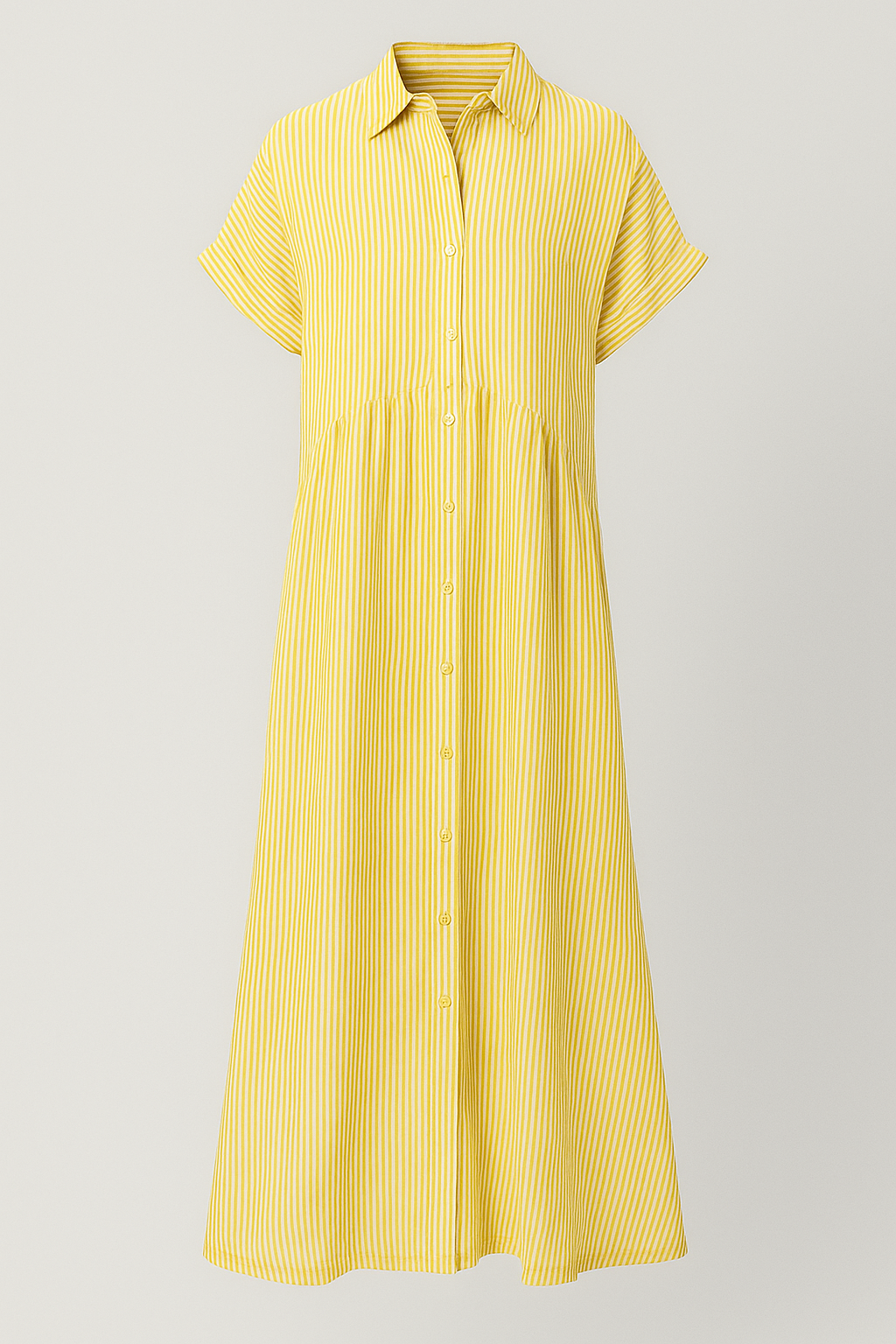 Women's striped midi dress | Elegant shirt dress with pockets for versatile occasions 7
