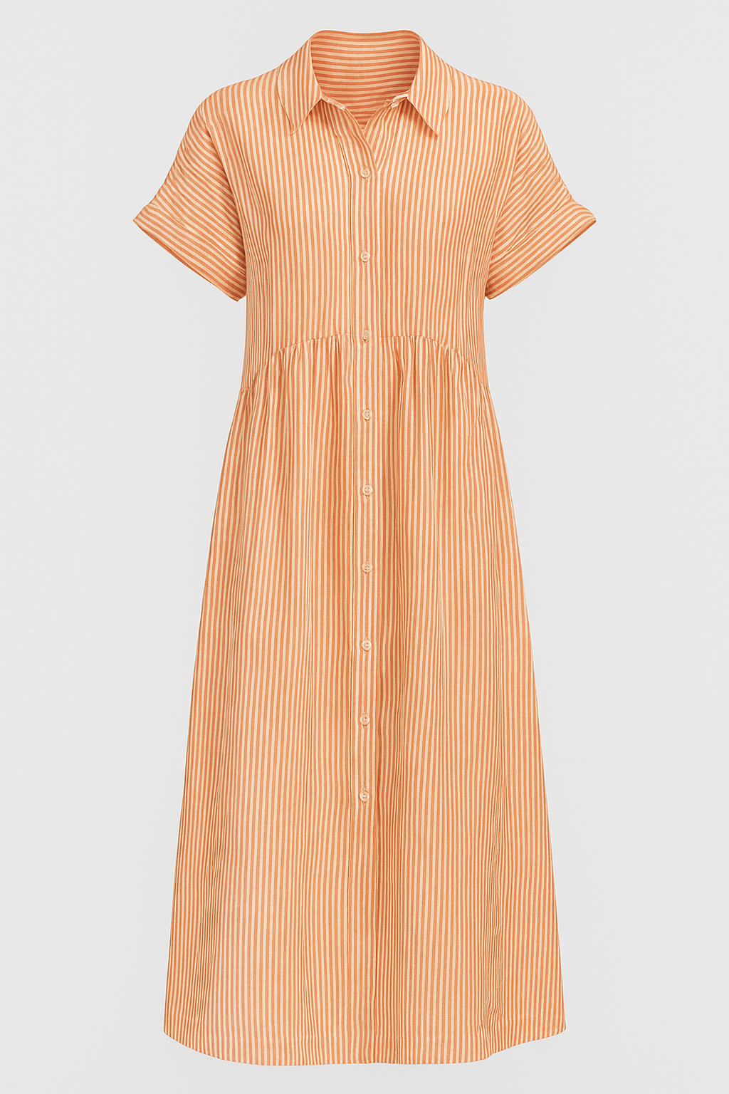 Women's striped midi dress | Elegant shirt dress with pockets for versatile occasions 8