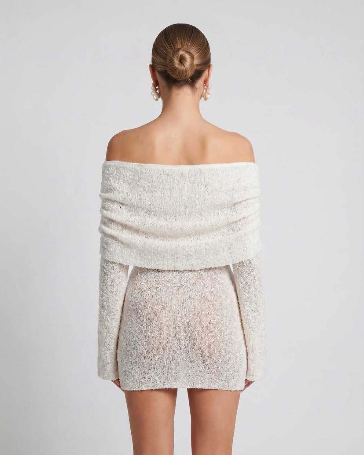Women's textured knit off-shoulder mini dress | Stylish summer cocktail dress 1