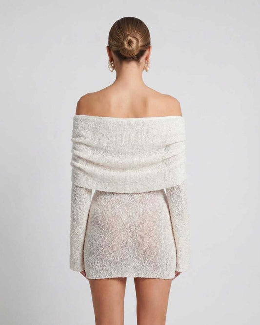 Women's textured knit off-shoulder mini dress | Stylish summer cocktail dress 1
