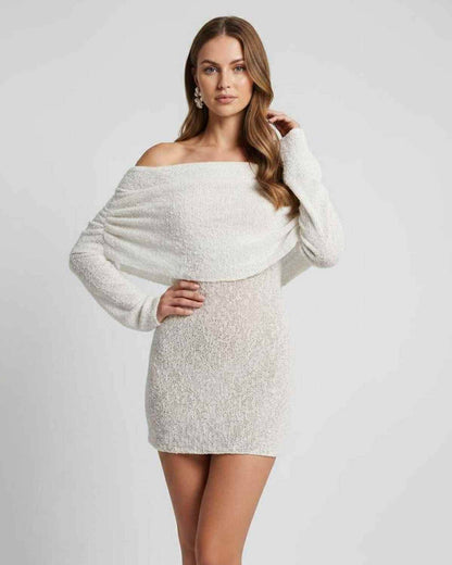 Women's textured knit off-shoulder mini dress | Stylish summer cocktail dress 5