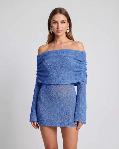 Women's textured knit off-shoulder mini dress | Stylish summer cocktail dress 6