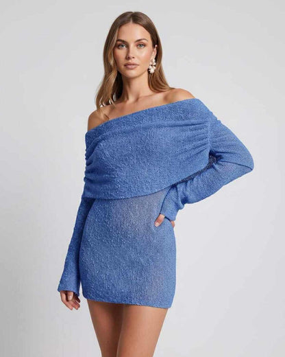 Women's textured knit off-shoulder mini dress | Stylish summer cocktail dress 8