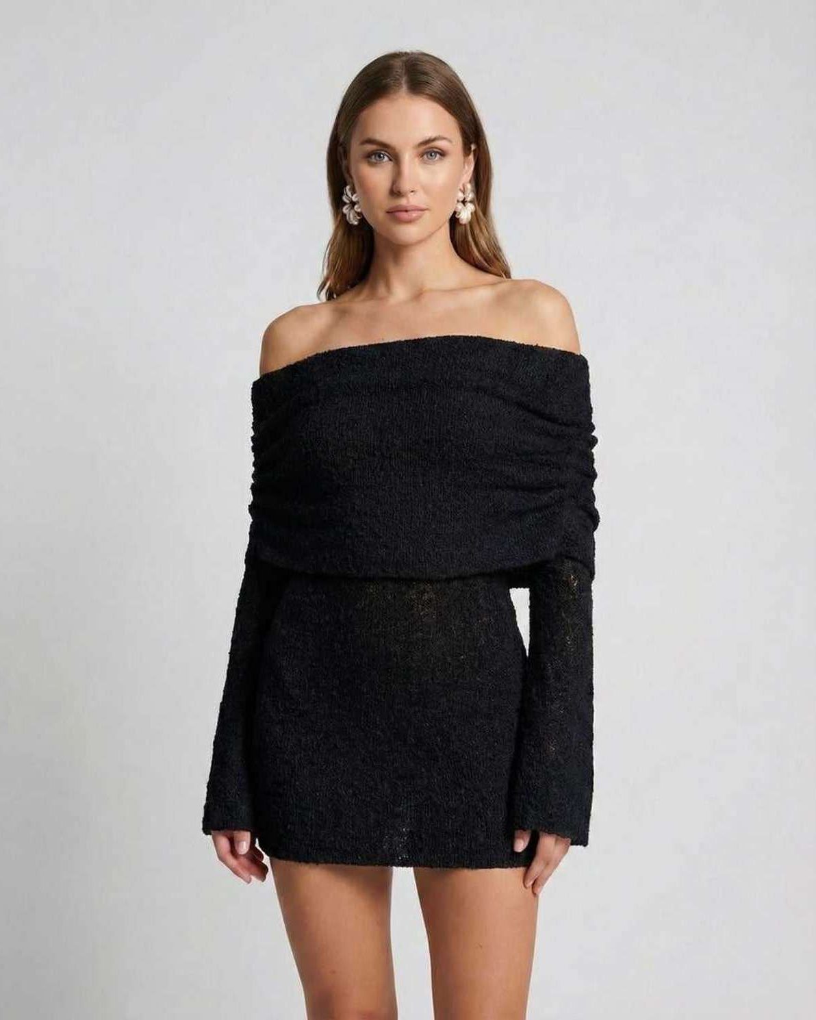 Women's textured knit off-shoulder mini dress | Stylish summer cocktail dress 9