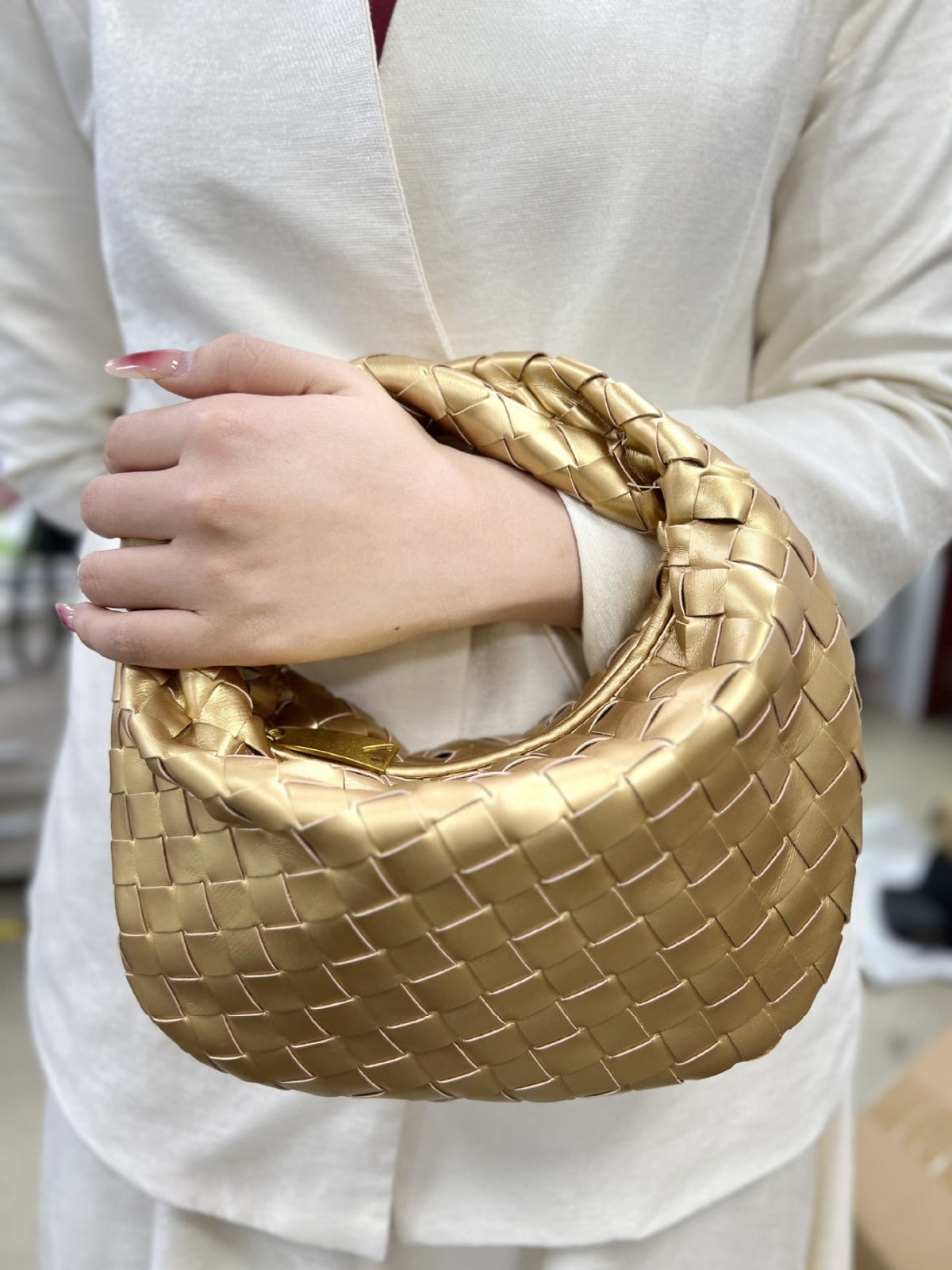 Women's woven vegan leather mini handbag | Compact crossbody bag for casual and formal occasions 15