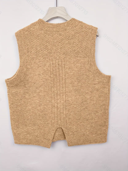 Wilhelmina sweater vest in yellowish-brown