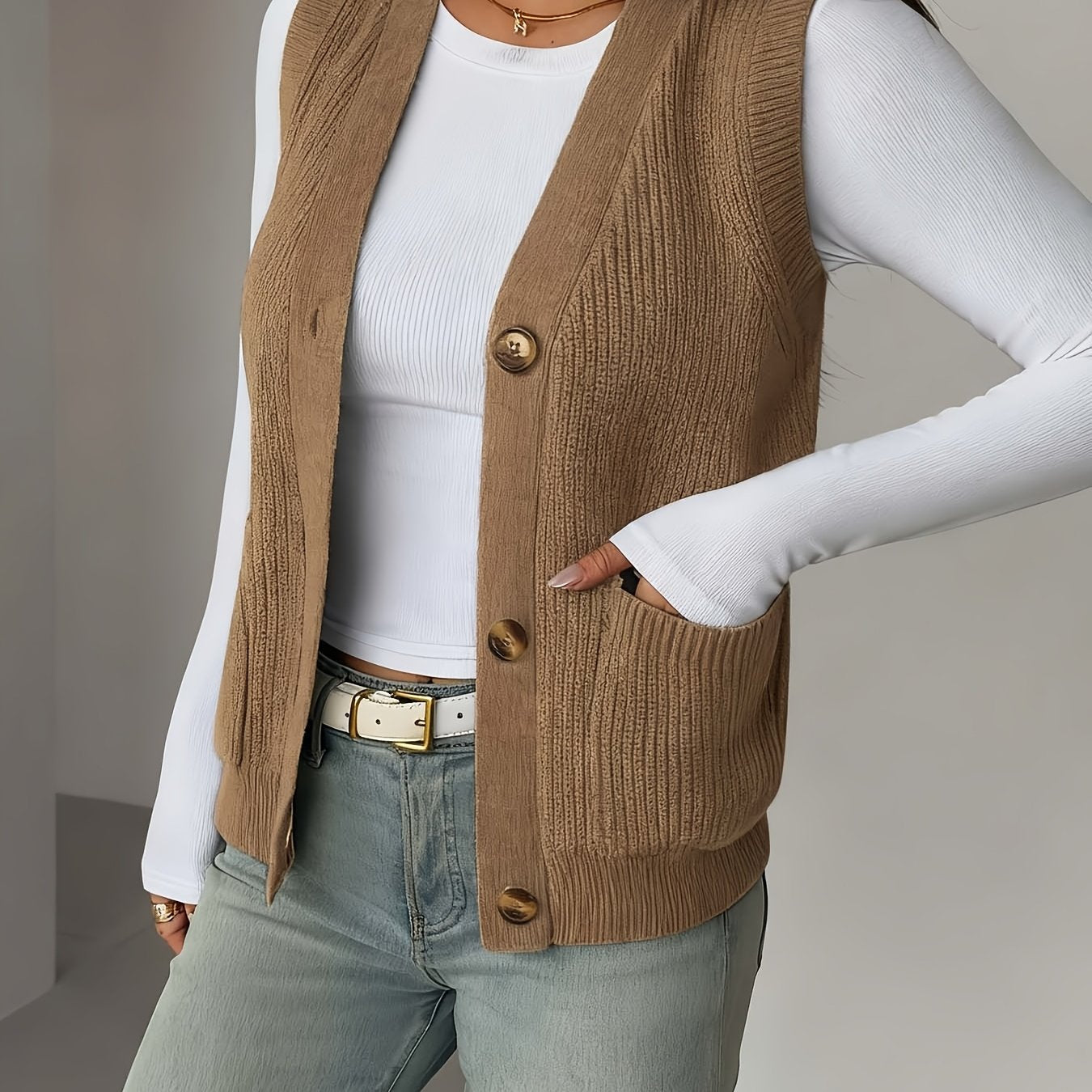 Perpetua sweater vest in yellowish-brown
