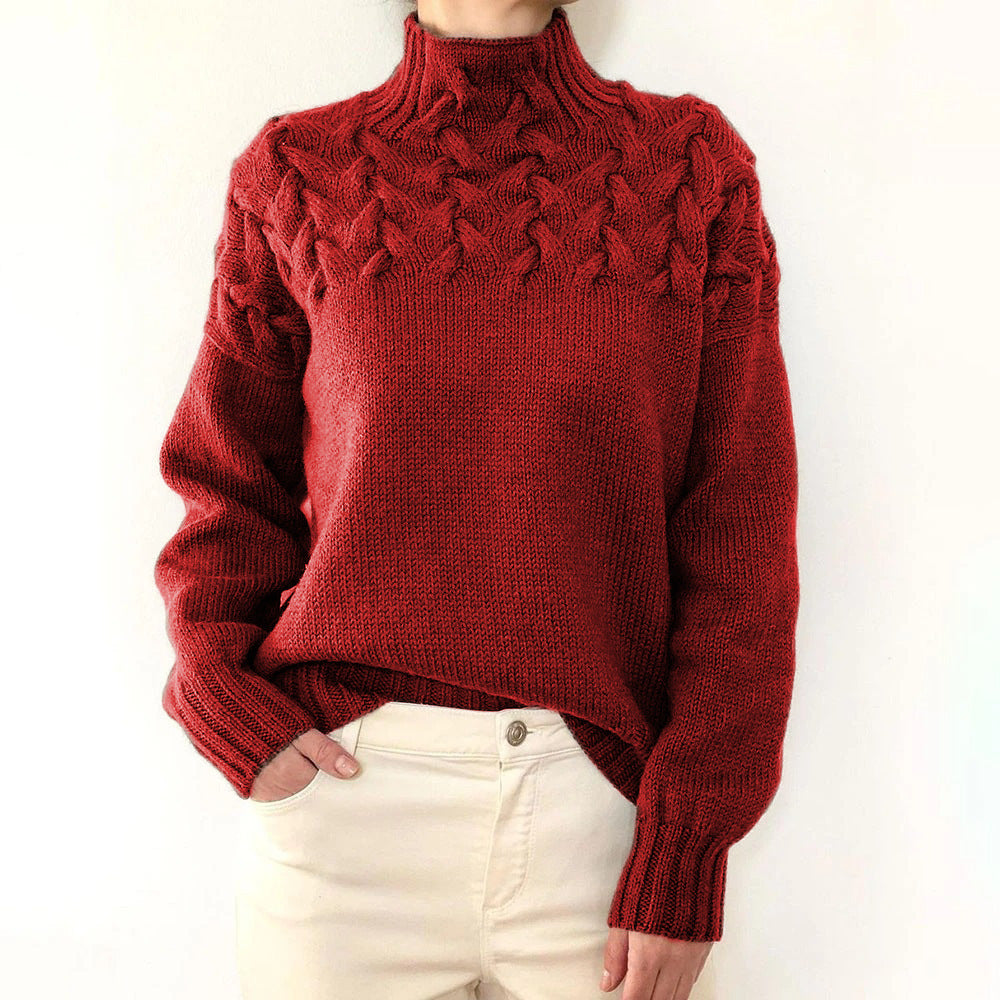 Isadora Cable Knit Turtleneck in Sky Blue – Women’s Sweater