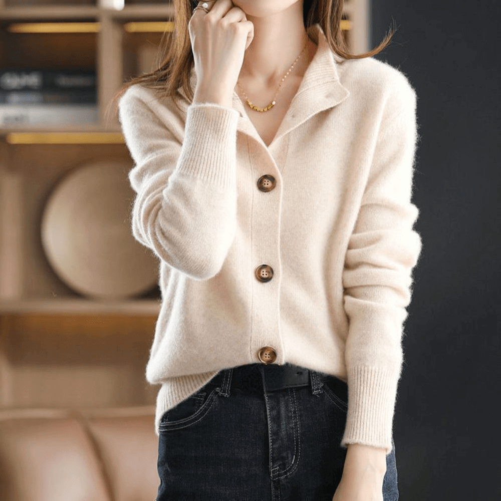 Saar Open Front Soft Knit in Beige – Women's Cardigan