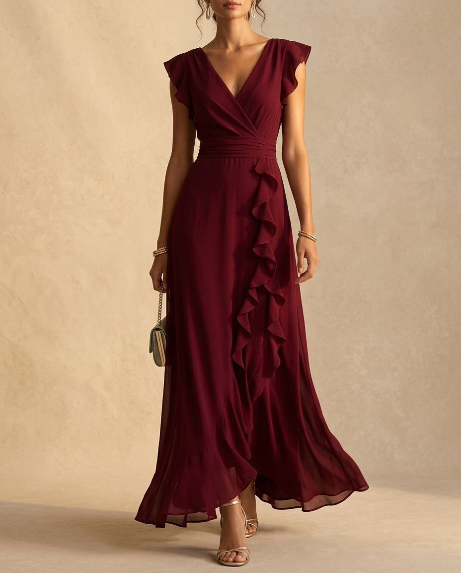 Aurelia Cascading Ruffle Detail – Women's Maxi Dress
