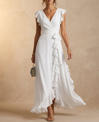 Aurelia Flutter Sleeve Detail – Women's Maxi Dress