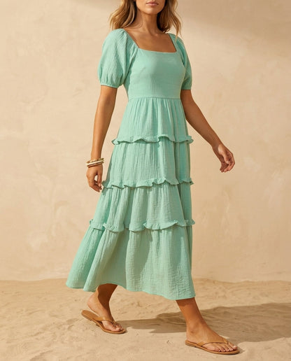 Marielle Puff Sleeve Detail – Women's Midi Dress