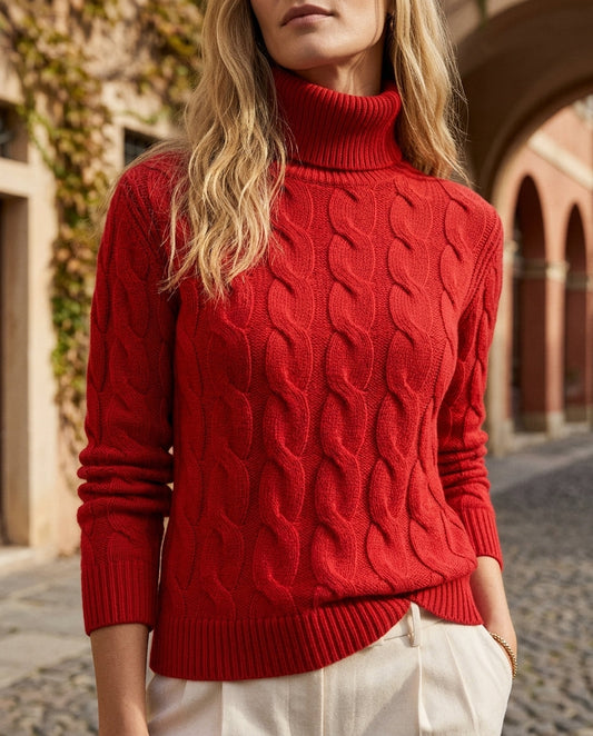 Eleanor Lightweight Turtleneck – Women’s Sweater in Red
