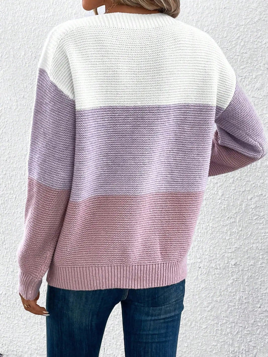 Seraphine Color Block Pullover – Women's Sweater in Brown