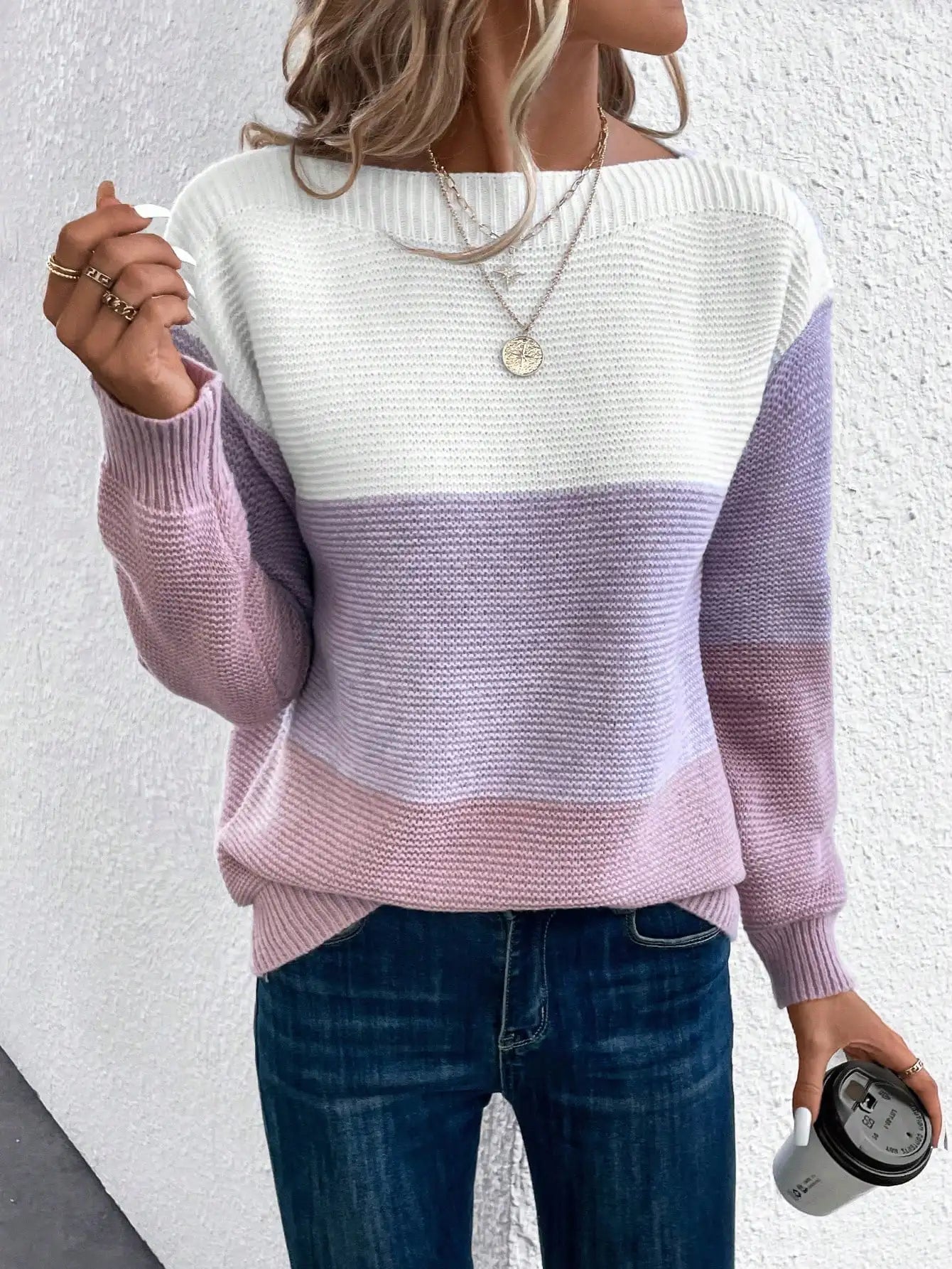 Seraphine Color Block Pullover – Women's Sweater in Brown