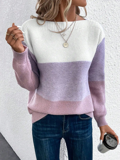 Seraphine Color Block Pullover – Women's Sweater in Brown