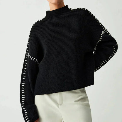 Juno Oversized Mock Neck – Women’s Sweater in Black