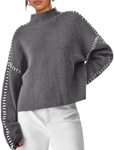 Juno Oversized Mock Neck in Gray – Women’s Sweater