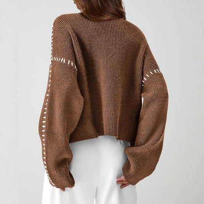 Juno Oversized Mock Neck in Gray – Women’s Sweater