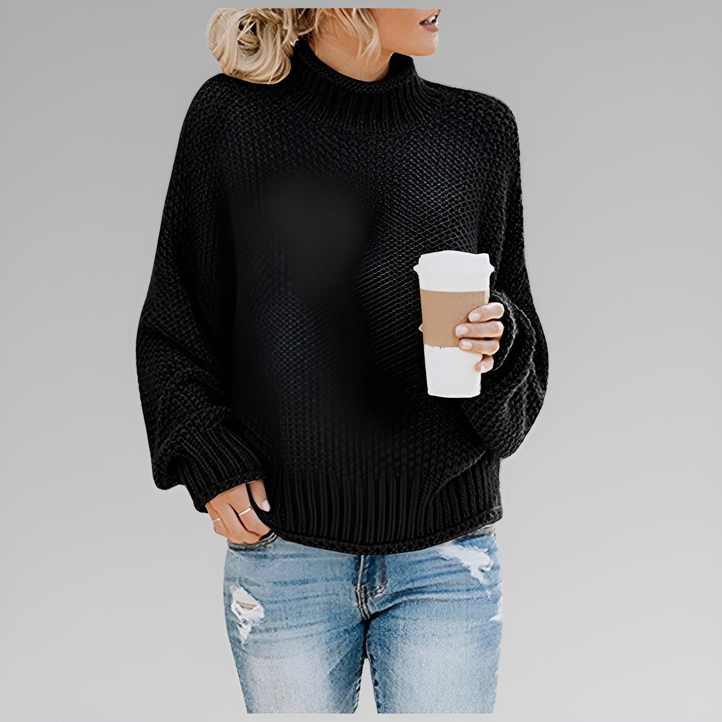 Vesper Chunky Knit Turtleneck – Women's Sweater in Orange