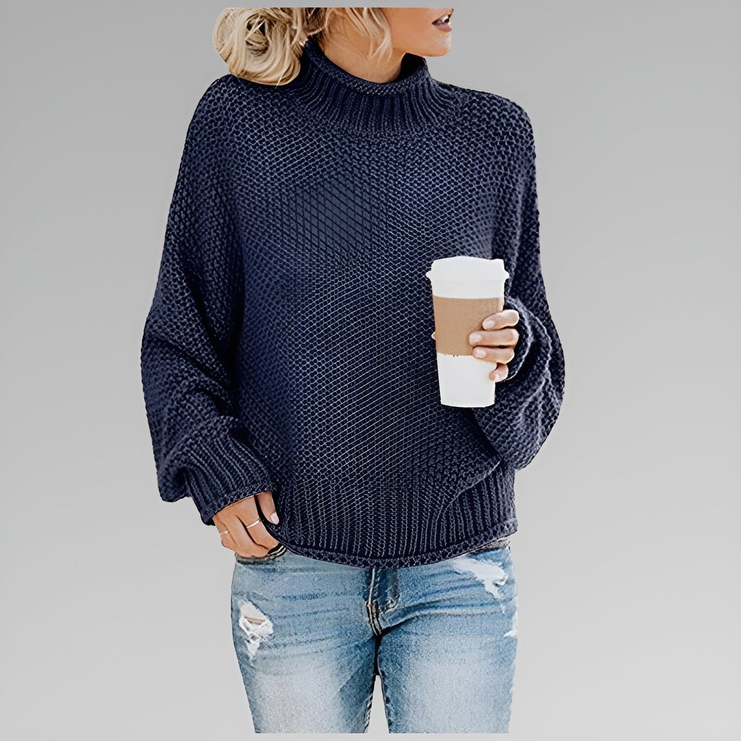 Vesper Chunky Knit Turtleneck – Women's Sweater in Orange