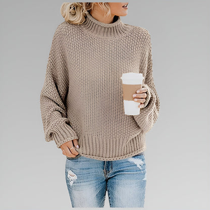 Vesper Chunky Knit Turtleneck – Women's Sweater in Brown