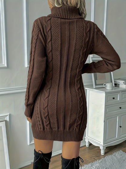 Margaux Ribbed Cable Knit – Women's Midi Dress in Khaki