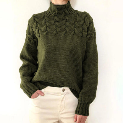Isadora Cable Knit Turtleneck in Sky Blue – Women’s Sweater