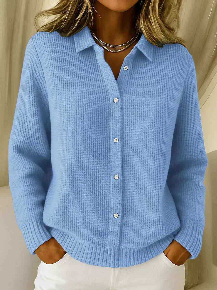 Loes Longline Button-Front in Blue – Women's Cardigan