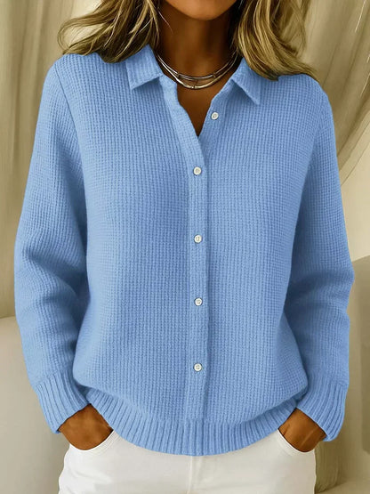 Loes Longline Button-Front in Blue – Women's Cardigan