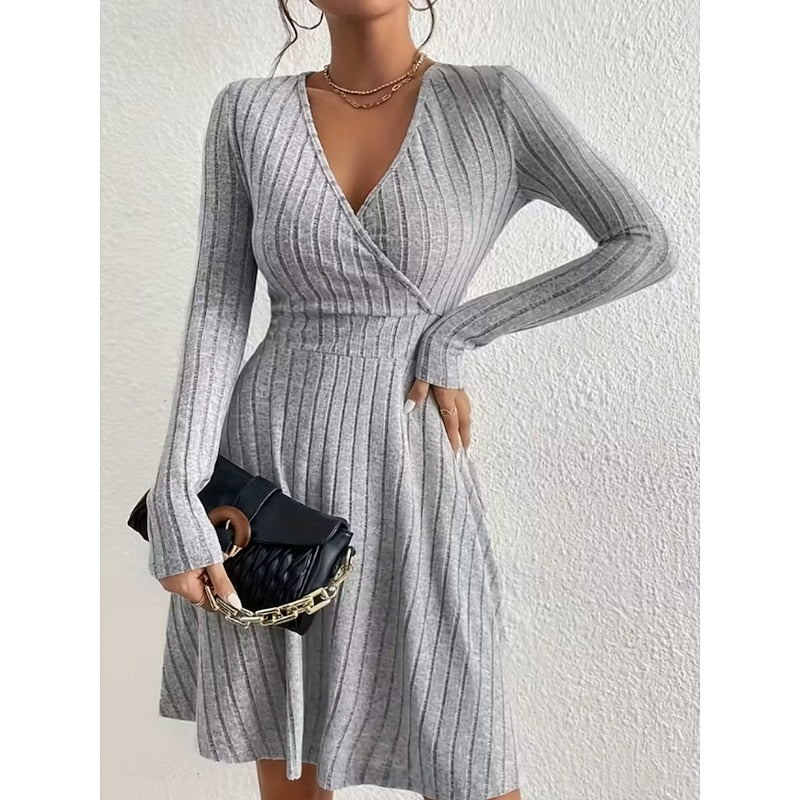 Yvonne Wrap-Neck A-Line in Light Purple – Women's Midi Dress