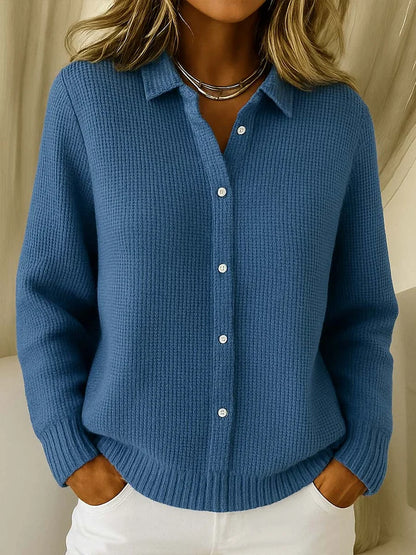 Loes Longline Button-Front in Blue – Women's Cardigan