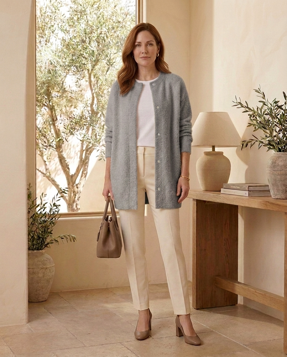 Sofie Oversized Fluffy Knit in Grey – Women's Cardigan