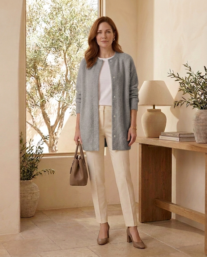 Sofie Oversized Fluffy Knit in Grey – Women's Cardigan