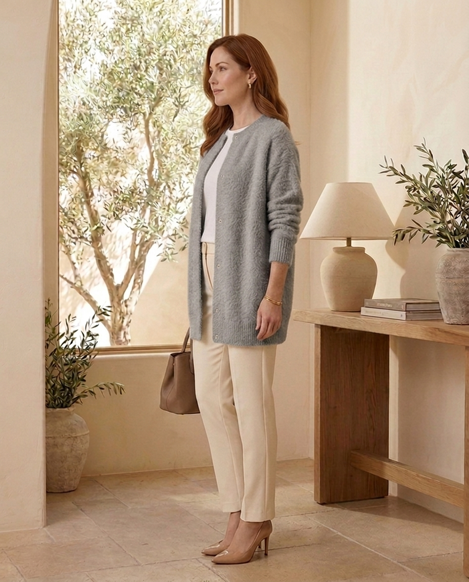Sofie Oversized Fluffy Knit in Grey – Women's Cardigan