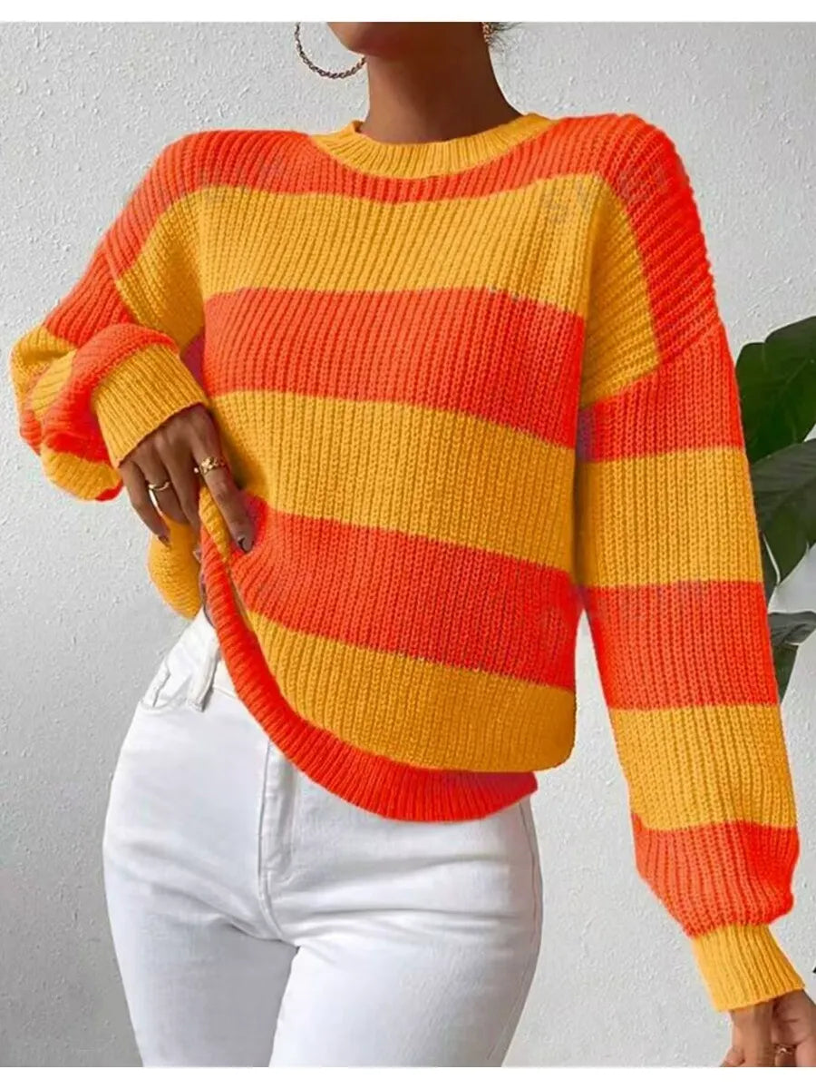 Alyssa | Gestreifter Strickpullover | Winterliches Freizeit-Essential