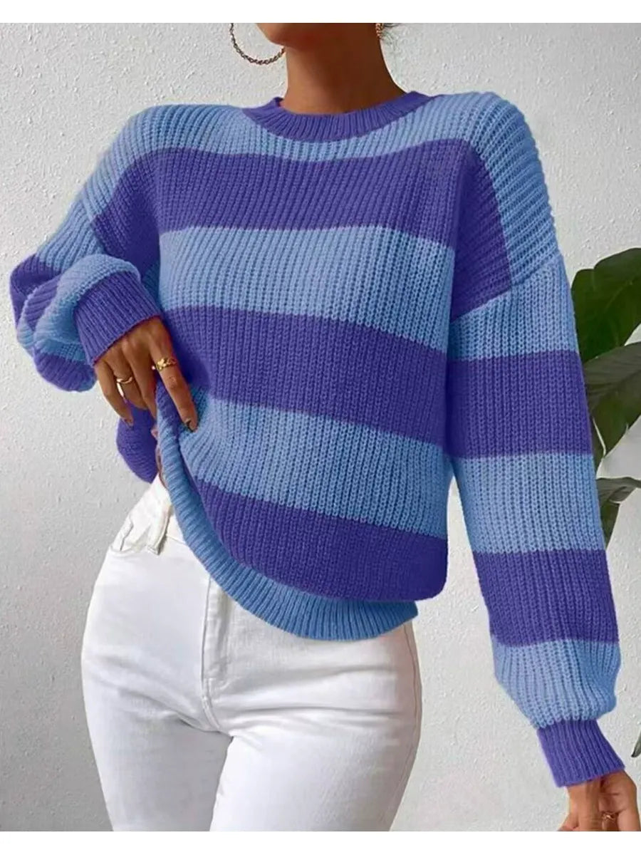 Alyssa | Gestreifter Strickpullover | Winterliches Freizeit-Essential