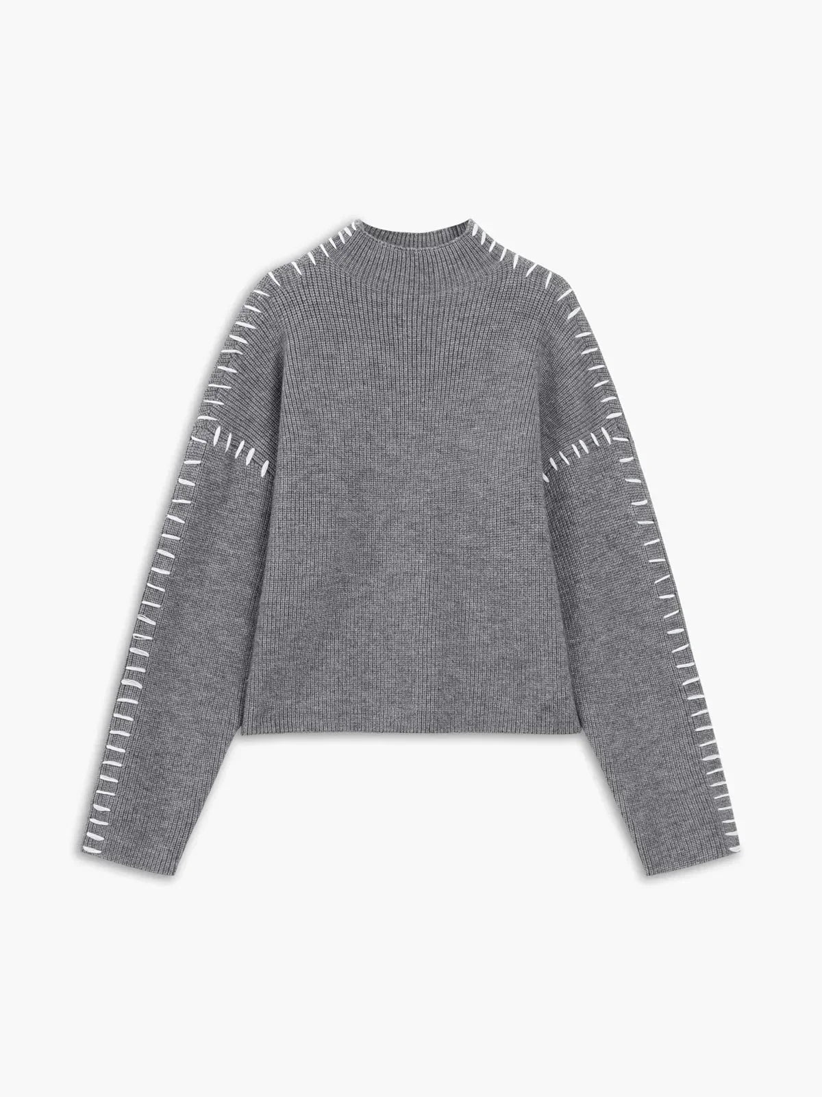 Juno Oversized Mock Neck in White – Women’s Sweater