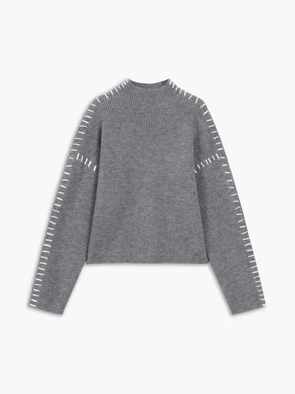 Juno Oversized Mock Neck in White – Women’s Sweater